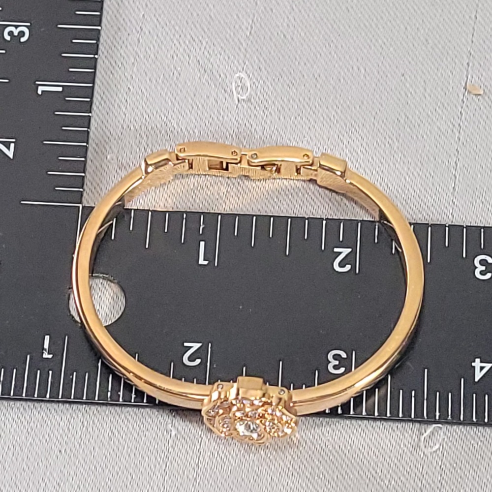 Anne Klein Bangle Bracelet Women Rose Gold Crystal Floral Pavé Rose Blossom - Picture 7 of 8